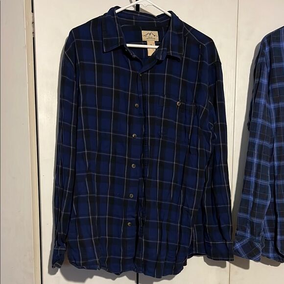 Set of 3 XL Men’s Blue Flannel Plaid Button Up - Picture 4 of 7